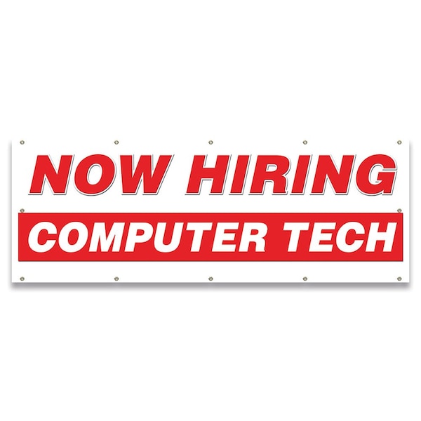 Now Hiring Computer Tech Banner Apply Inside Accepting Application Single Sided